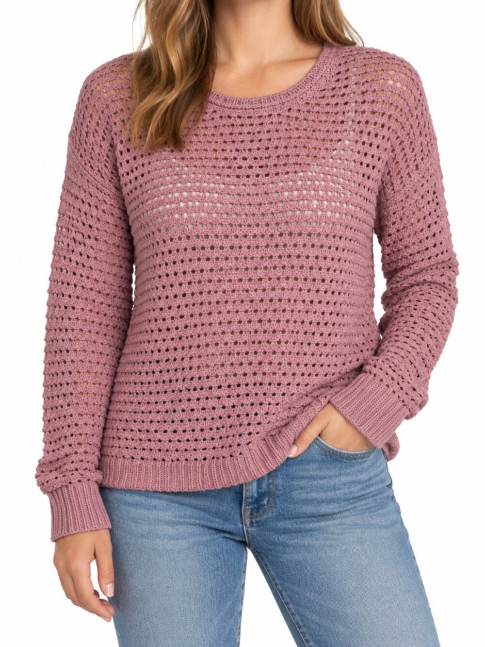 Madewell Dusty Pink Open-Knit Crochet Sweater | Size S